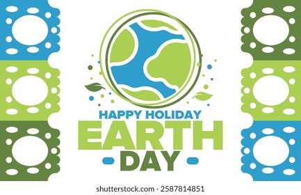 Earth Day. Planet day holiday. Nature and environment protection from climate change. Ecology green poster. Recycling. Alternative energy. Organic lifestyle. Vector illustration