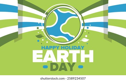 Earth Day. Planet day holiday. Nature and environment protection from climate change. Ecology green poster. Recycling. Alternative energy. Organic lifestyle. Vector illustration