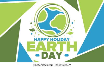 Earth Day. Planet day holiday. Nature and environment protection from climate change. Ecology green poster. Recycling. Alternative energy. Organic lifestyle. Vector illustration