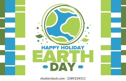 Earth Day. Planet day holiday. Nature and environment protection from climate change. Ecology green poster. Recycling. Alternative energy. Organic lifestyle. Vector illustration