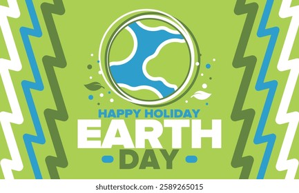 Earth Day. Planet day holiday. Nature and environment protection from climate change. Ecology green poster. Recycling. Alternative energy. Organic lifestyle. Vector illustration