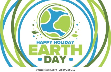 Earth Day. Planet day holiday. Nature and environment protection from climate change. Ecology green poster. Recycling. Alternative energy. Organic lifestyle. Vector illustration