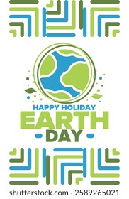 Earth Day. Planet day holiday. Nature and environment protection from climate change. Ecology green poster. Recycling. Alternative energy. Organic lifestyle. Vector illustration