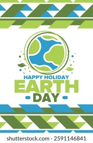 Earth Day. Planet day holiday. Nature and environment protection from climate change. Ecology green poster. Recycling. Alternative energy. Organic lifestyle. Vector illustration