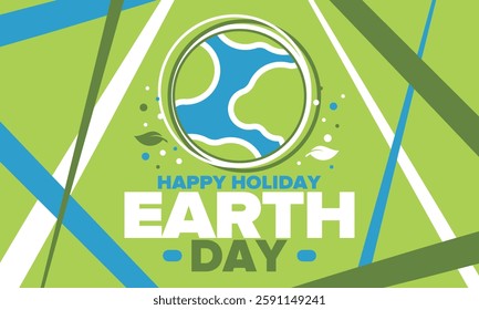 Earth Day. Planet day holiday. Nature and environment protection from climate change. Ecology green poster. Recycling. Alternative energy. Organic lifestyle. Vector illustration