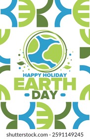 Earth Day. Planet day holiday. Nature and environment protection from climate change. Ecology green poster. Recycling. Alternative energy. Organic lifestyle. Vector illustration