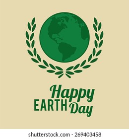 Earth Day, planet surrounded by olive wreath