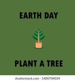 earth day plant a tree. flat vector style