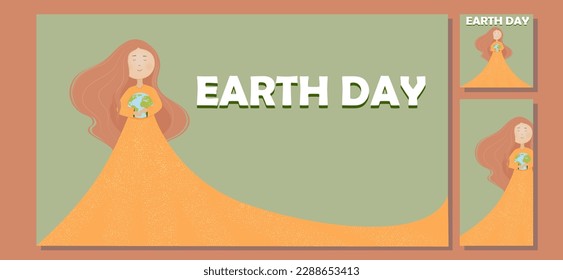 Earth Day postcard. Let's save our planet. Mother Earth
