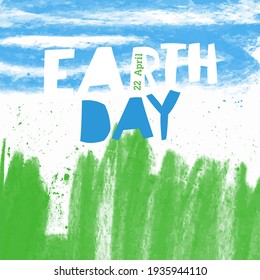 Earth day poster, 22 April. On abstract nature background - green and blue. 