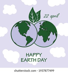 Earth Day poster, banner or greeting card. Vector illustration