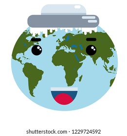 Earth Day Poster, cartoon style. Planet Illustration. 