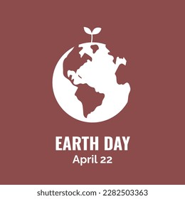 Earth day poster depicting the white globe with a sprout and 'Earth day' inscription on the red background.
