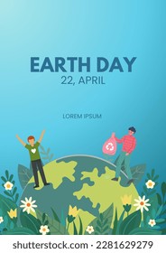 Earth Day poster design. International Mother Earth Day. Environmental problems and environmental protection. Vector illustration. Caring for Nature. environmental poster with gradient background