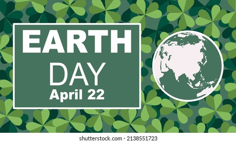 Earth Day poster with globe and text on green leaves background