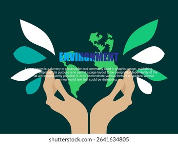 Earth day poster for graphic design business marketing and web and print materials. Environmental theme vector illustration.	