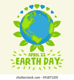 Earth day poster. Green nature poster. Environmentalist campaign image