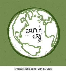 Earth day poster. On recycled paper texture