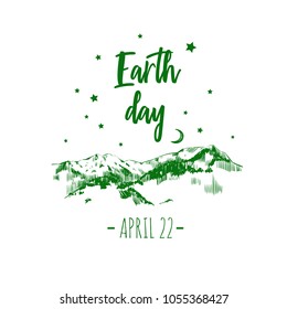 Earth day poster. Vector typographic design template. Hand drawn illustration