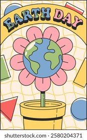 Earth day potted flower banner