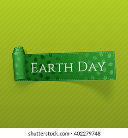 Earth Day realistic curved green Ribbon
