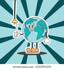 earth day retro design vector