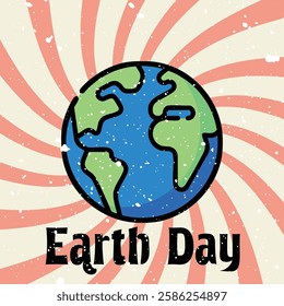 Earth Day retro vector design