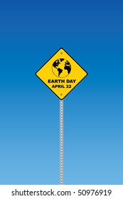 Earth day road sign on a blue graduated sky