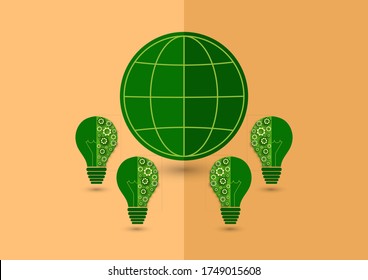 Earth Day, save the earth. Energy saving, environment and ecology concept. Vector illustration.