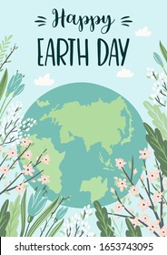 Earth Day. Save Nature. Vector template for card, poster, banner, flyer. Design element.