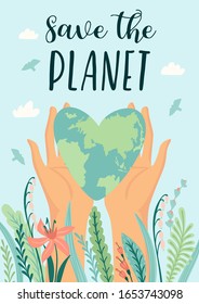 Earth Day. Save Nature. Vector template for card, poster, banner, flyer. Design element.