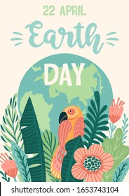 Earth Day. Save Nature. Vector template for card, poster, banner, flyer. Design element.