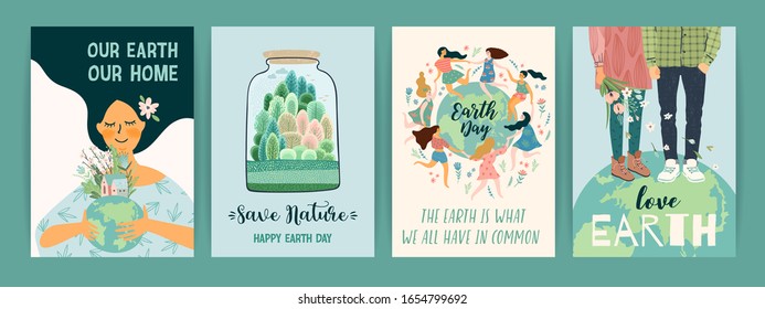 Earth Day. Save Nature. Vector templates for card, poster, banner, flyer. Design element