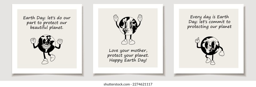 Earth Day. Rettet die Natur. Vektorvorlagen für Karten, Poster, Banner, Flyer