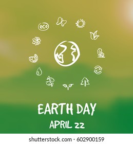 Earth Day. Save the planet concept with icons. Vector illustration