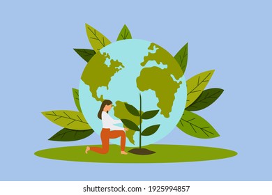 Earth day save planet flat illustration. Vector illustration for social media, web page, banner, presentation.