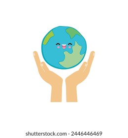 Earth day, save the world, world environment day, on white background vecter illustration flat style