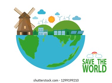 Earth Day, save the world, save planet, recycling,  Eco friendly, ecology concept, isolated on white background vector illustration