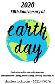 Earth Day. Set of greeting cards. Lettering on the background of earth and foliage. Preservation of the planet, environmental friendliness.