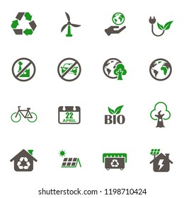 earth day simple vector icons in two colors