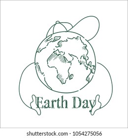 Earth Day Sketch Greeting Card Background Happy Holiday Poster Hand Drawn