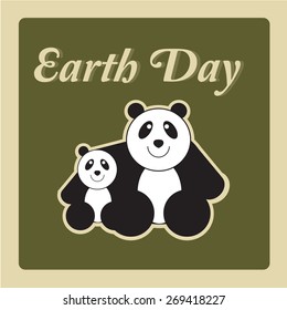 Earth Day, smiling panda bears