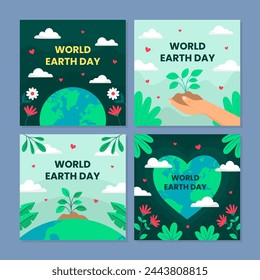 Earth Day Social Media Template Collection Set. International Mother Earth Day