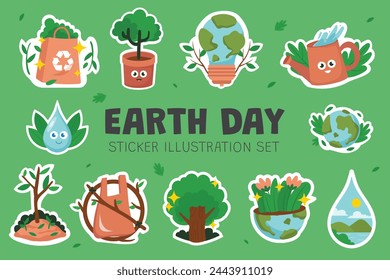 Earth Day Aufkleber Illustration Set