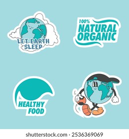 earth day sticker retro cute design