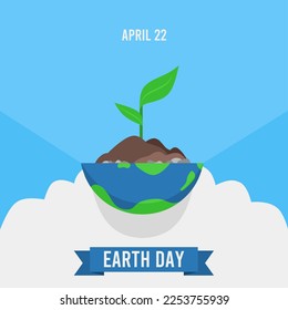 earth day template poster on blue background suitable for social media post, greeting card, and more