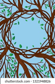 Earth Day template. Vector illustration with tree and leaves 2