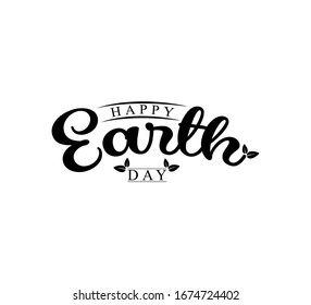 Earth day text word Hand drawn Lettering card. Modern brush calligraphy Vector illustration