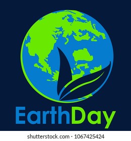  earth day text and world vector flat graphic for background or banner