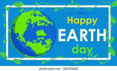  earth day text and world vector flat graphic for background or banner